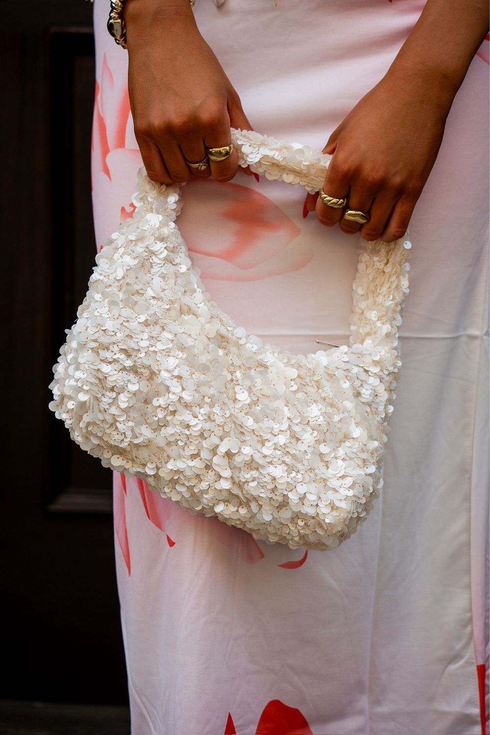 Cream Sequin Purse