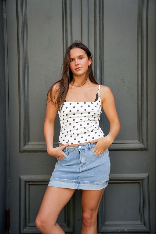 Denim Folded Mini Skirt