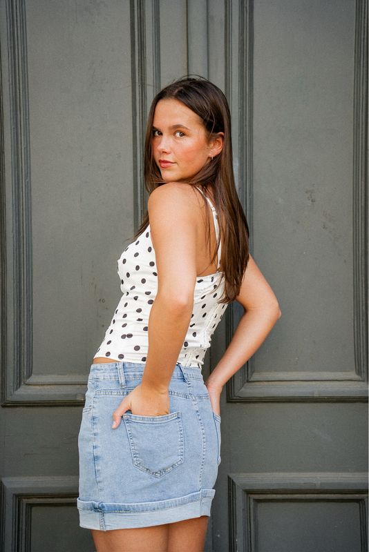 Denim Folded Mini Skirt