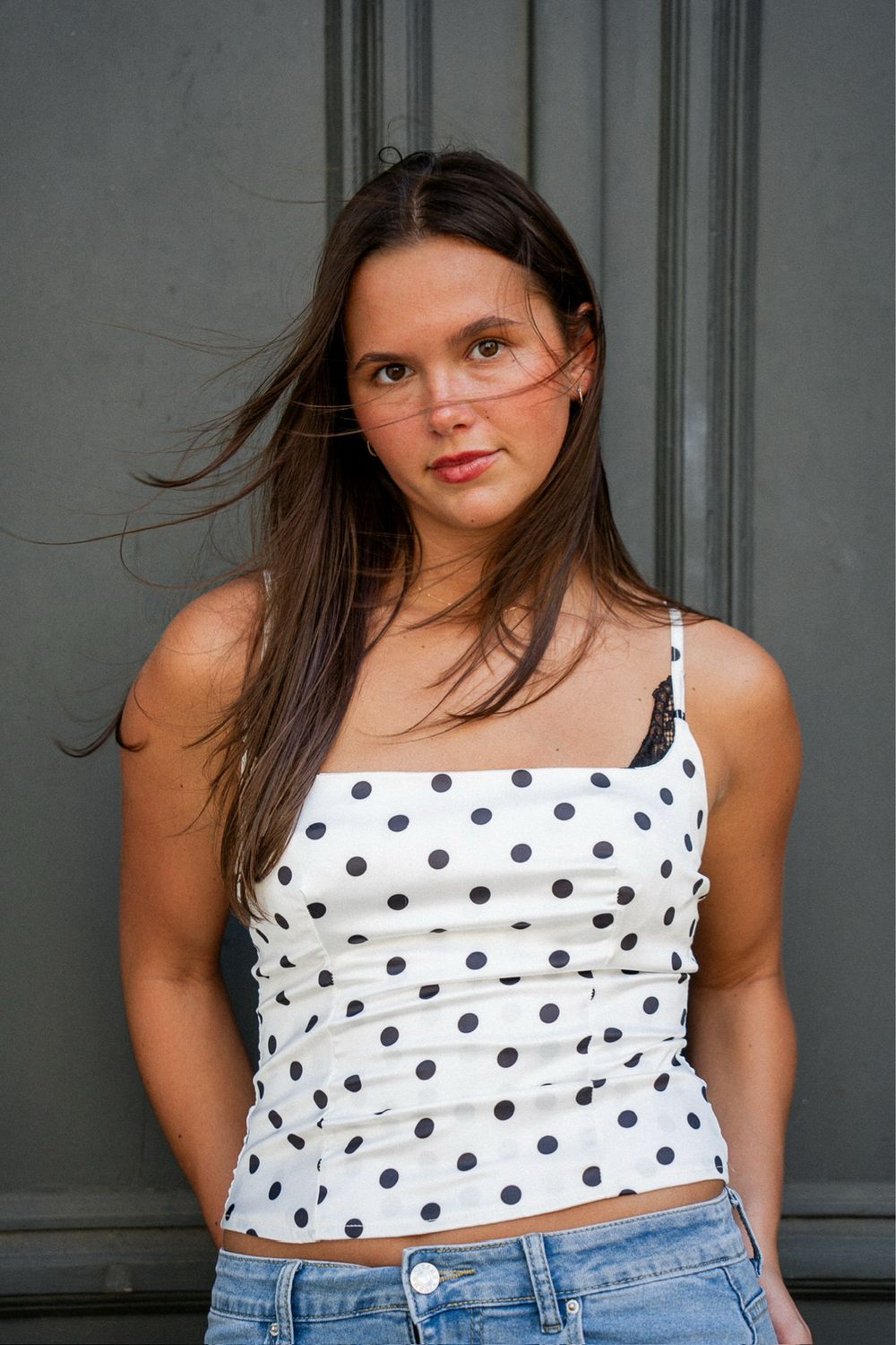 Polka Dot Lace Tank Top