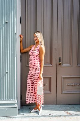 Pink Polka Dot Maxi Dress