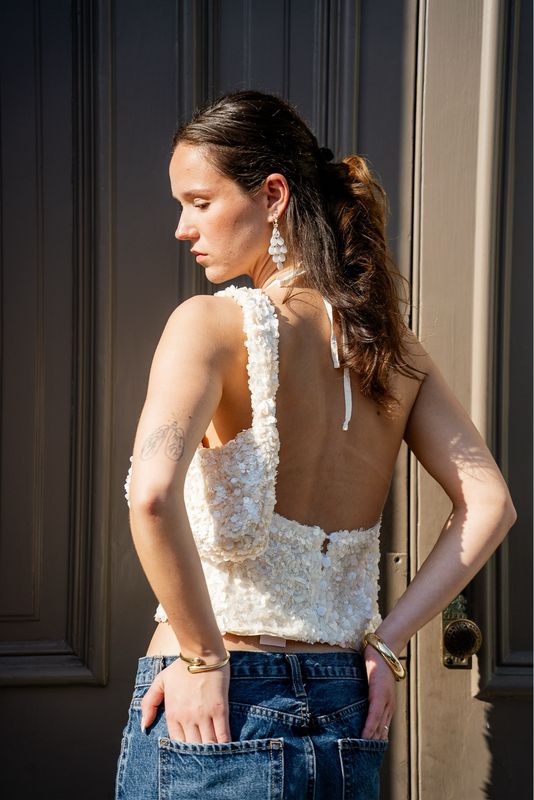 Sequin Cowl Neck Top