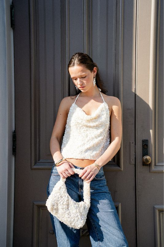 Sequin Cowl Neck Top