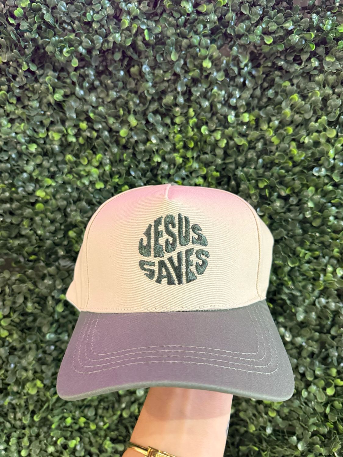 Jesus Saves Hat Green