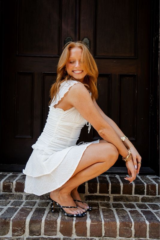 White Ruffle Mini Dress