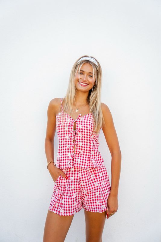 Red Gingham Set Shorts