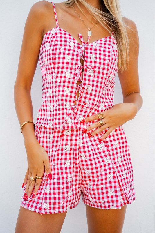 Red Gingham Set Shorts