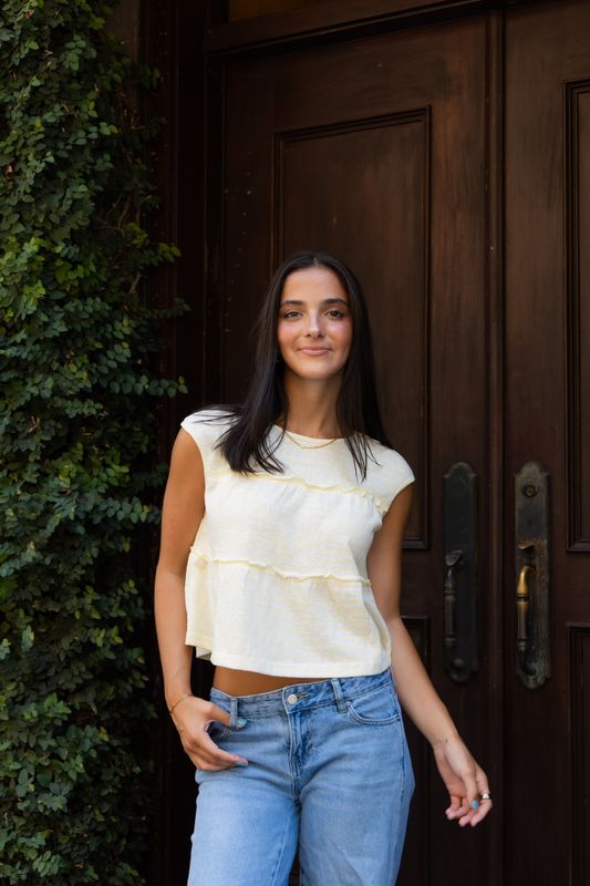 Yellow Tiered Stripe Top