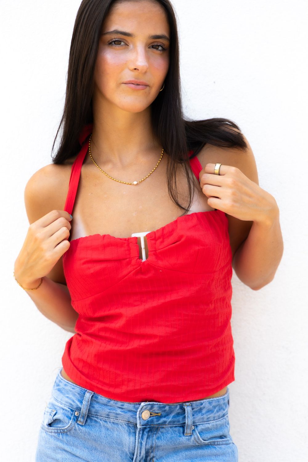 Buckle Halter Tie Top