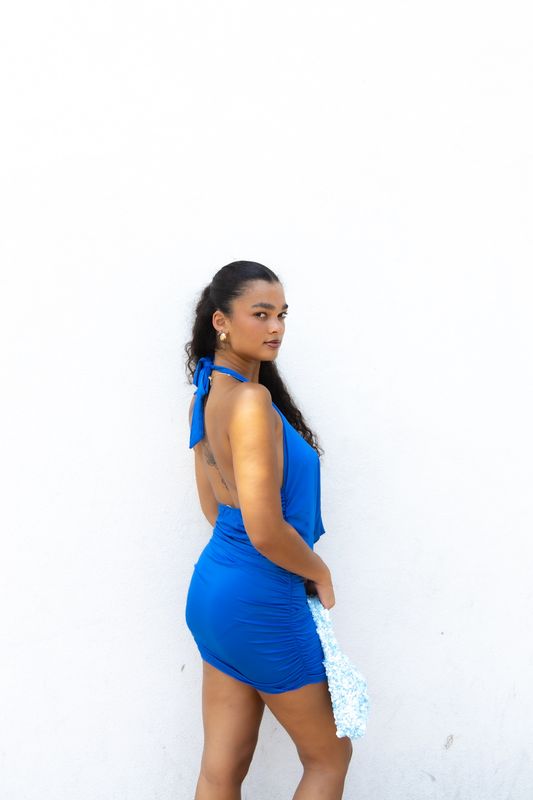 Blue Low Neck Dress
