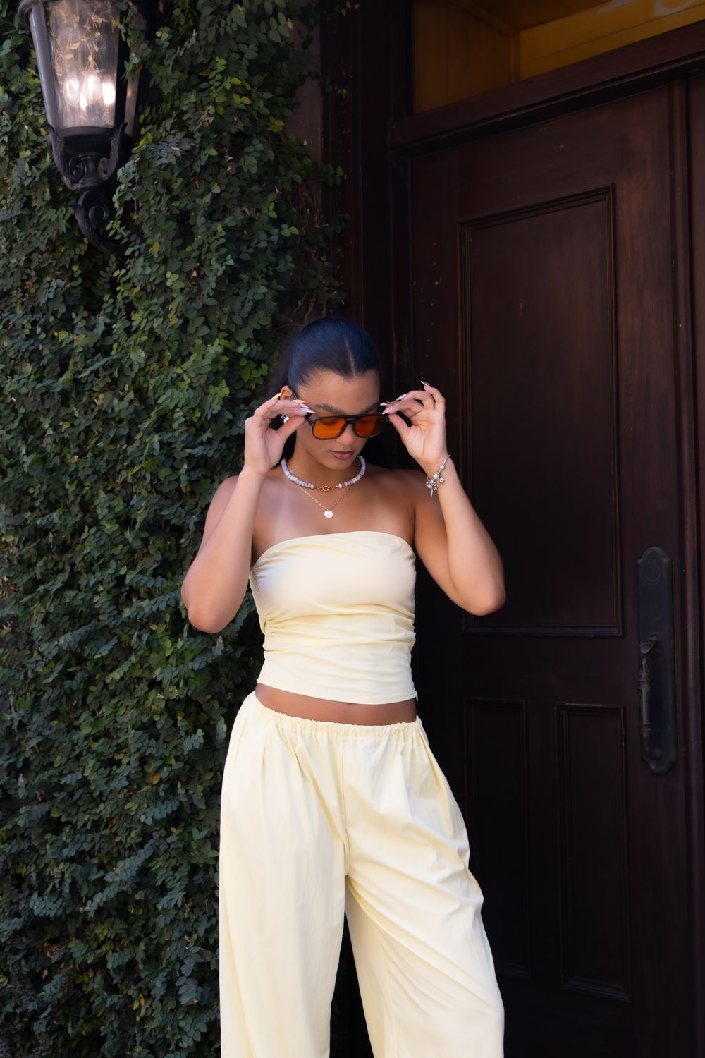 Yellow Strapless Set Top