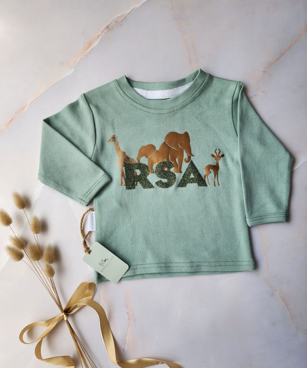 COTTON LONG SLEEVE CREW NECK T-SHIRT | SAGE | RSA