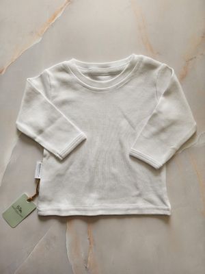 COTTON LONG SLEEVE CREW NECK T-SHIRT | WHITE