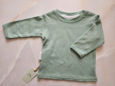 COTTON LONG SLEEVE CREW NECK T-SHIRT | SAGE