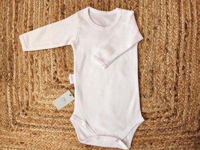 COTTON LONG SLEEVE CREW NECK ONESIE | WHITE