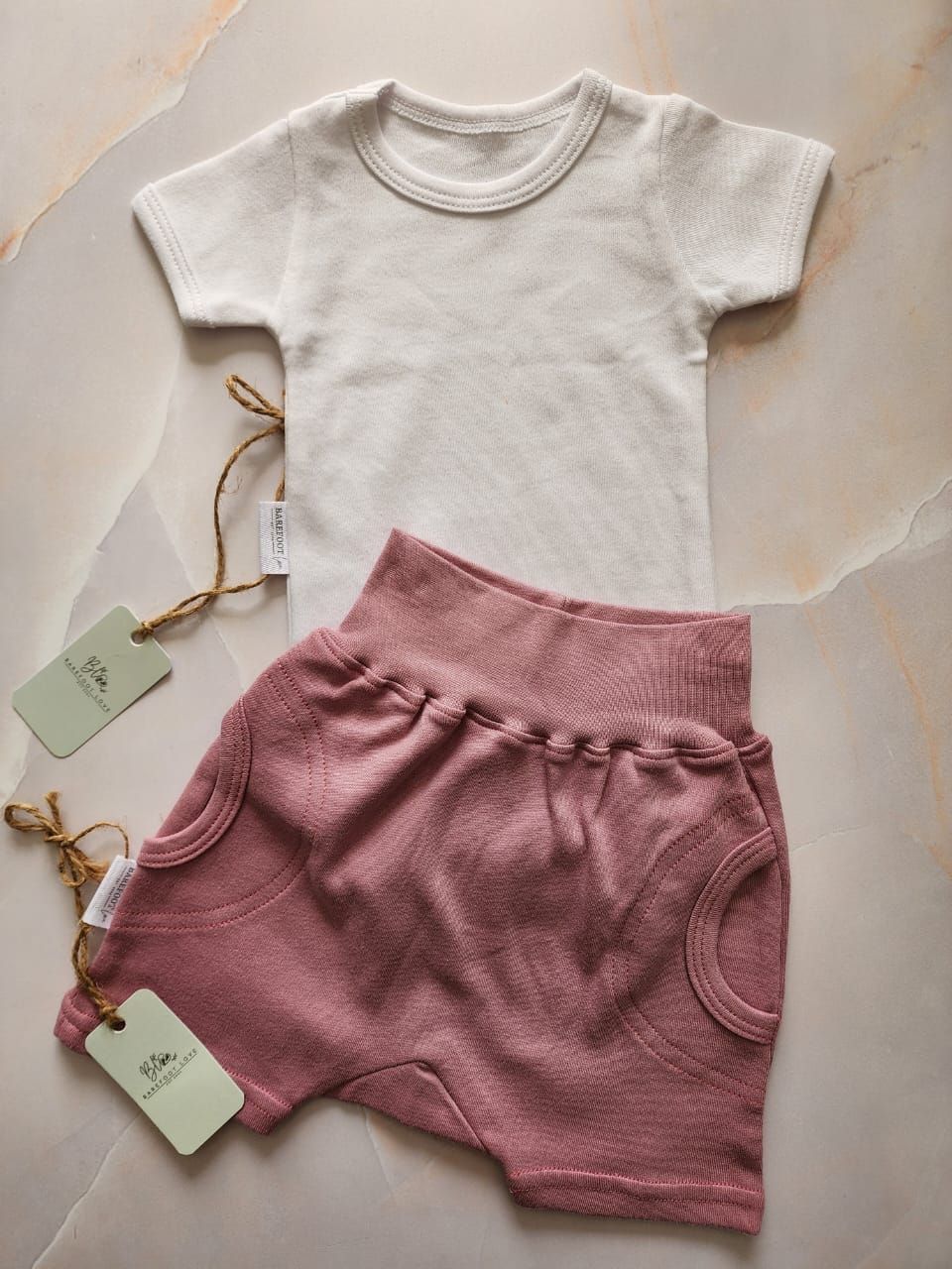 COTTON CREW NECK ONESIE SHORT SLEEVE | WHITE