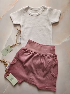 COTTON CREW NECK ONESIE SHORT SLEEVE | WHITE