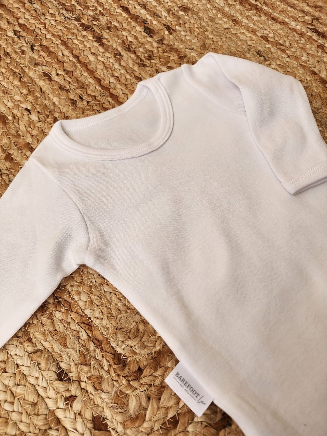 COTTON LONG SLEEVE CREW NECK ONESIE | WHITE