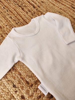 COTTON LONG SLEEVE CREW NECK ONESIE | WHITE