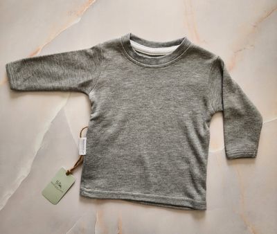 COTTON LONG SLEEVE CREW NECK T-SHIRT | GREY