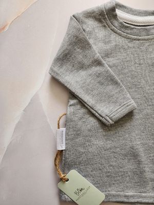 COTTON LONG SLEEVE CREW NECK T-SHIRT | GREY