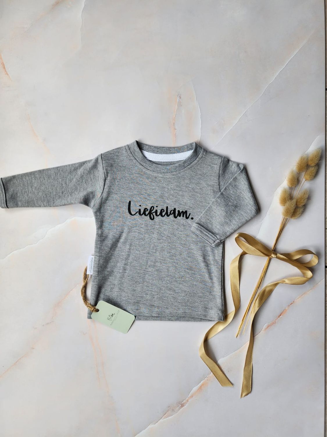 COTTON LONG SLEEVE CREW NECK T-SHIRT | GREY | LIEFIELAM