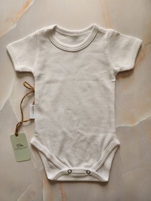 COTTON CREW NECK ONESIE SHORT SLEEVE | WHITE