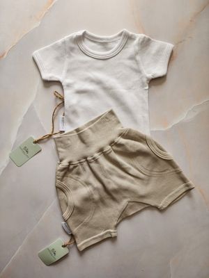 COTTON CREW NECK ONESIE SHORT SLEEVE | WHITE