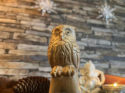 Standing Owl Kuripe - Cemara Wood - Handmade