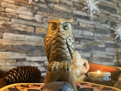 Standing Owl Kuripe - Teak Wood - Handmade