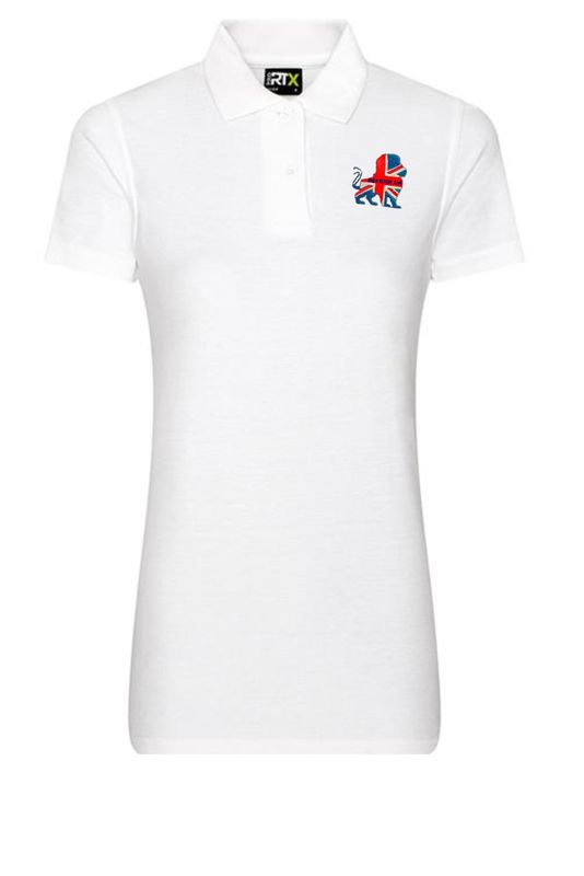 Reform red lion ladies polo shirt- white