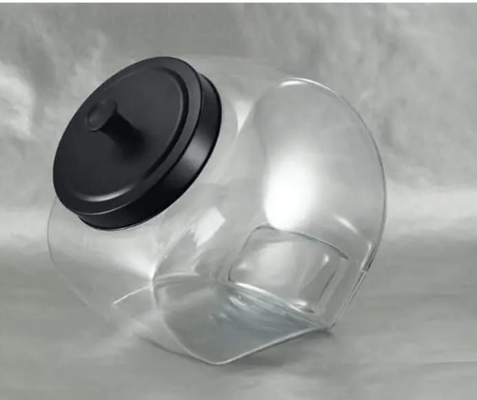 CONTENEDOR DE VIDRIO XL RETRO TAPA NEGRA METAL  HERMETICA CAPACIDAD 3 LITROS