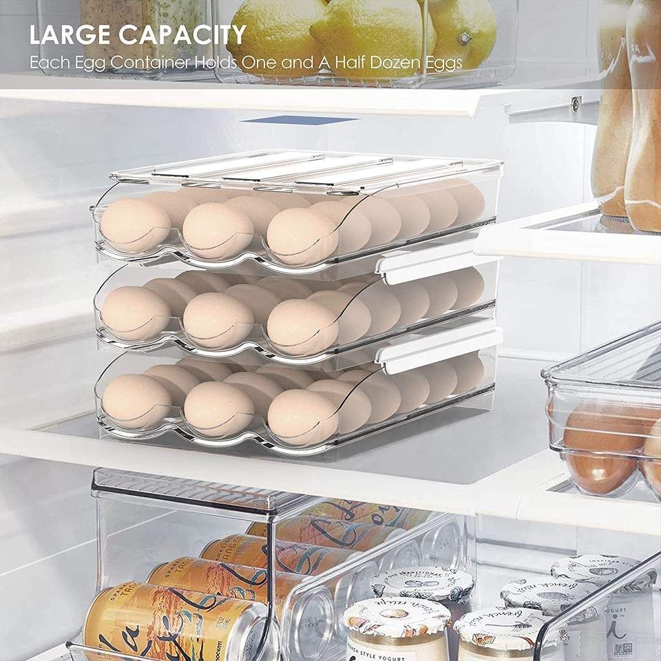 HUEVERA  DE ACRILICO PARA REFRIGERADOR O DESPENSA DE 3 NIVELES PARA 54 HUEVOS/18 HUEVOS POR NIVEL