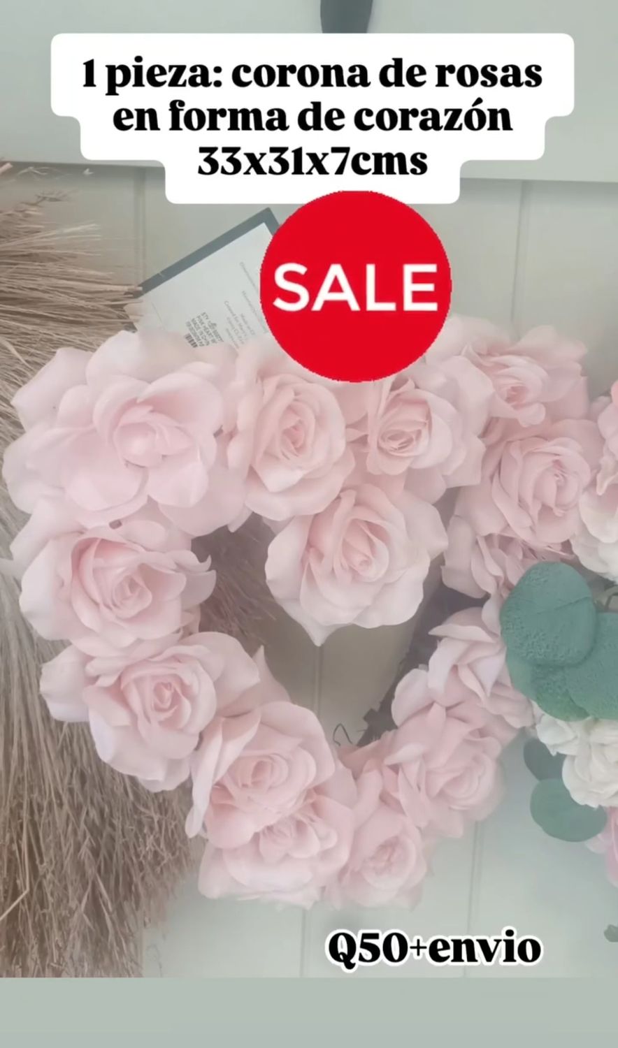 SALE EN FORMA DE CORAZÓN DE ROSAS DIAMETRO: 33X31X7 CMS