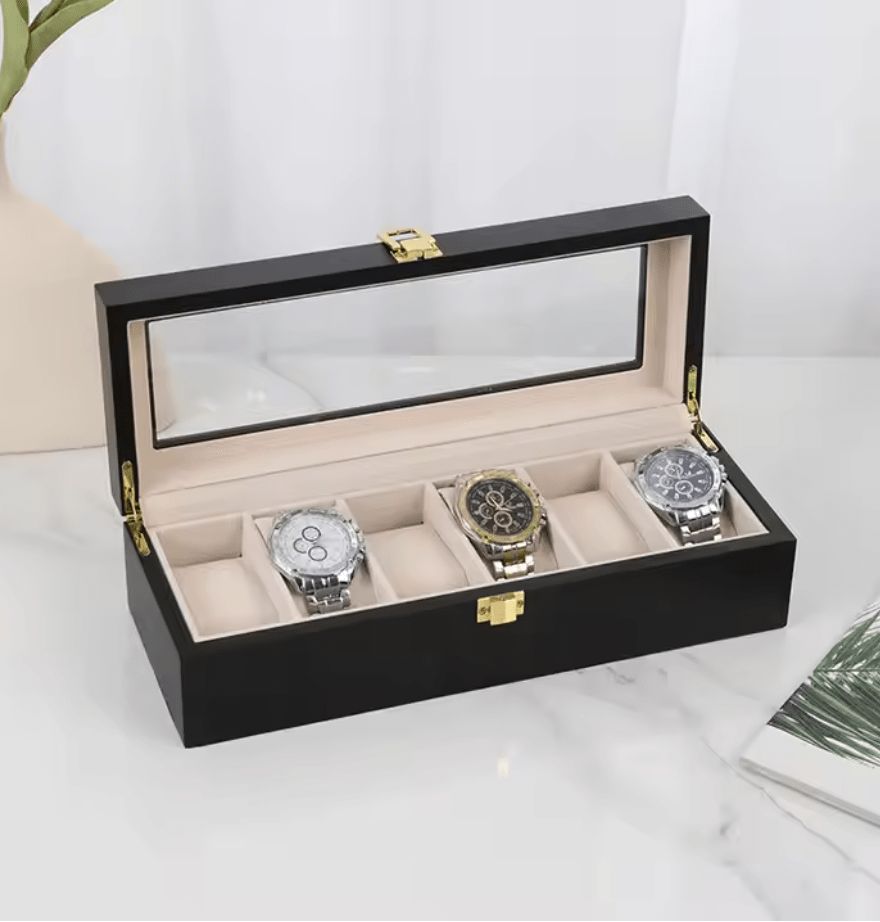 CAJA DE ALMACENAJE PARA RELOJES DE 6 COMPARTIMIENTOS