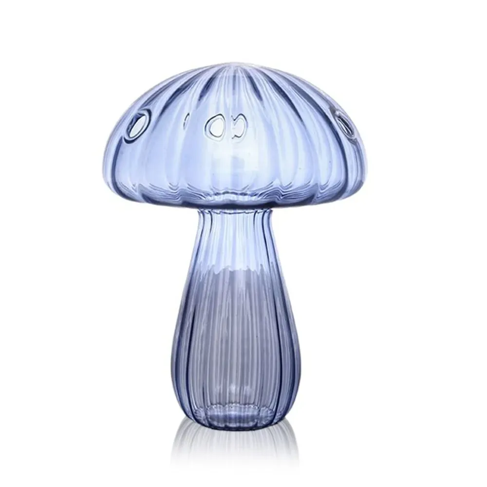 Transparent Jelly Color Mushroom Glass Vase Aromatherapy Bottle Home, Color: blue