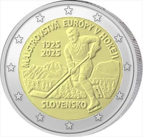 UNC Eslovaquia 2025 2 euro - Europeo de Hockey Hielo 1925