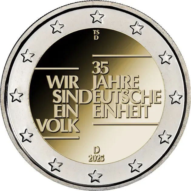 UNC Alemania 2025 2 euro - 35º Aniversario de la Unidad Alemana