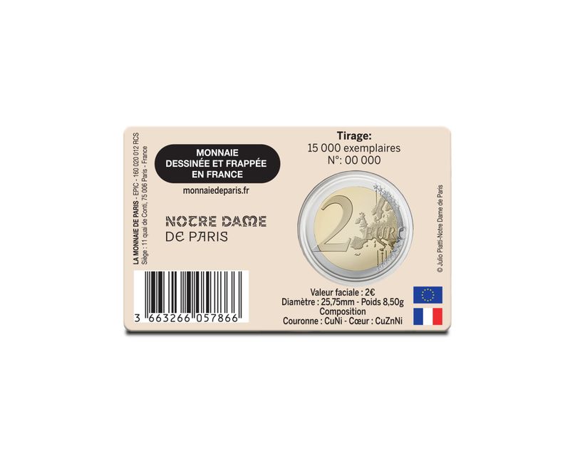 Coincard 2 euro Francia 2025 - Notre Dame