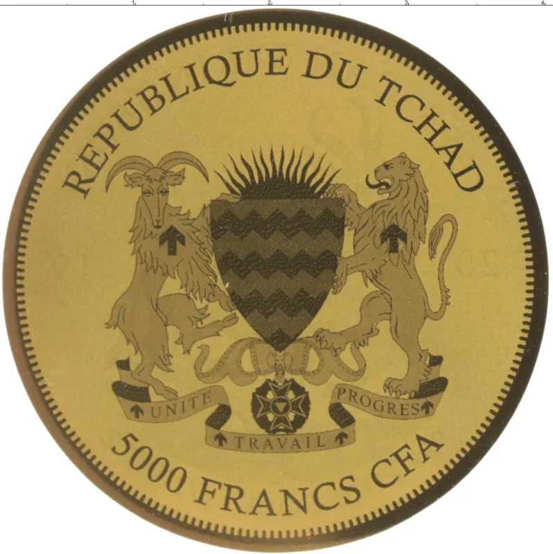 Moneda de oro de 5000 francos de Chad 2019
