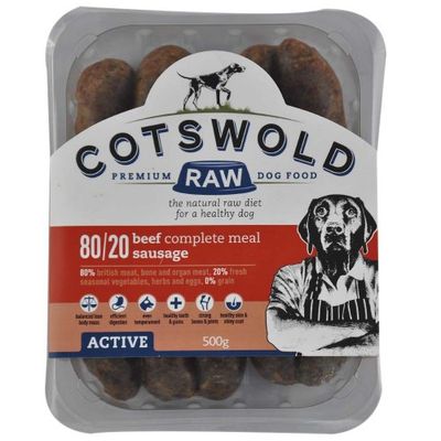 Cotswold Raw 80/20 Adult Working Beef Sausage 500g