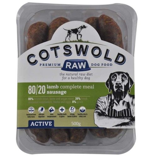 Cotswold Raw 80/20 Adult Working Lamb Sausage 500g