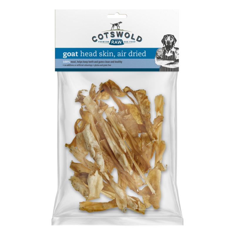 Cotswold Raw Natural Dried Treat Goat Headskin 150g