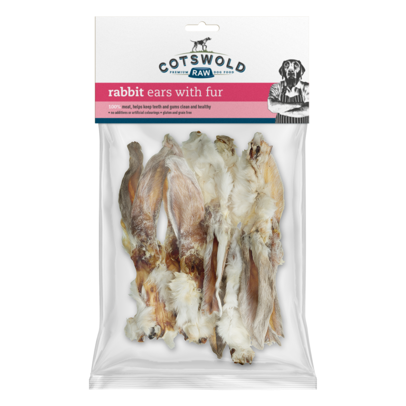 Cotswold Raw Natural Dried Treat Rabbit with Fur Ears 100g
