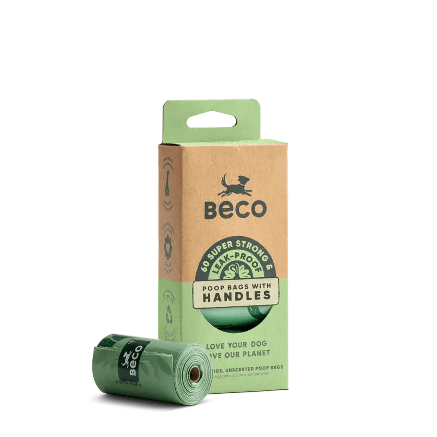 Beco Poop Bags with Handles Unscented 60 Bags 4x15
