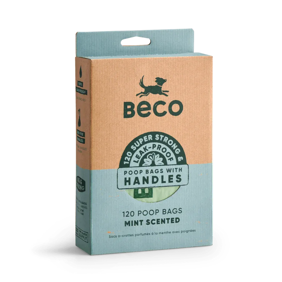 Beco Poop Bags with Handles Mint Scented 120 Bags