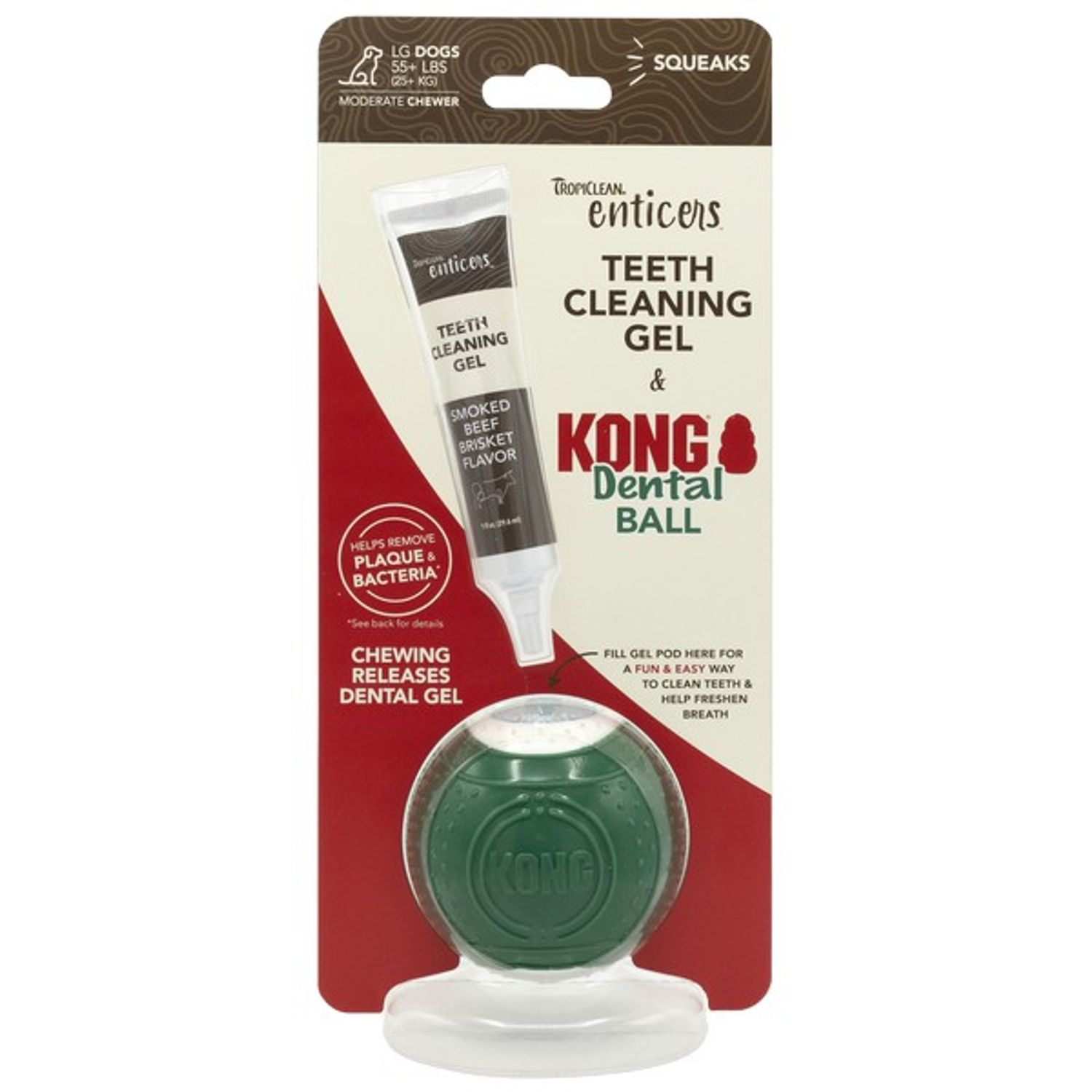 TropiClean Enticers Dental Ball Kit - Beef Brisket - Large Dog