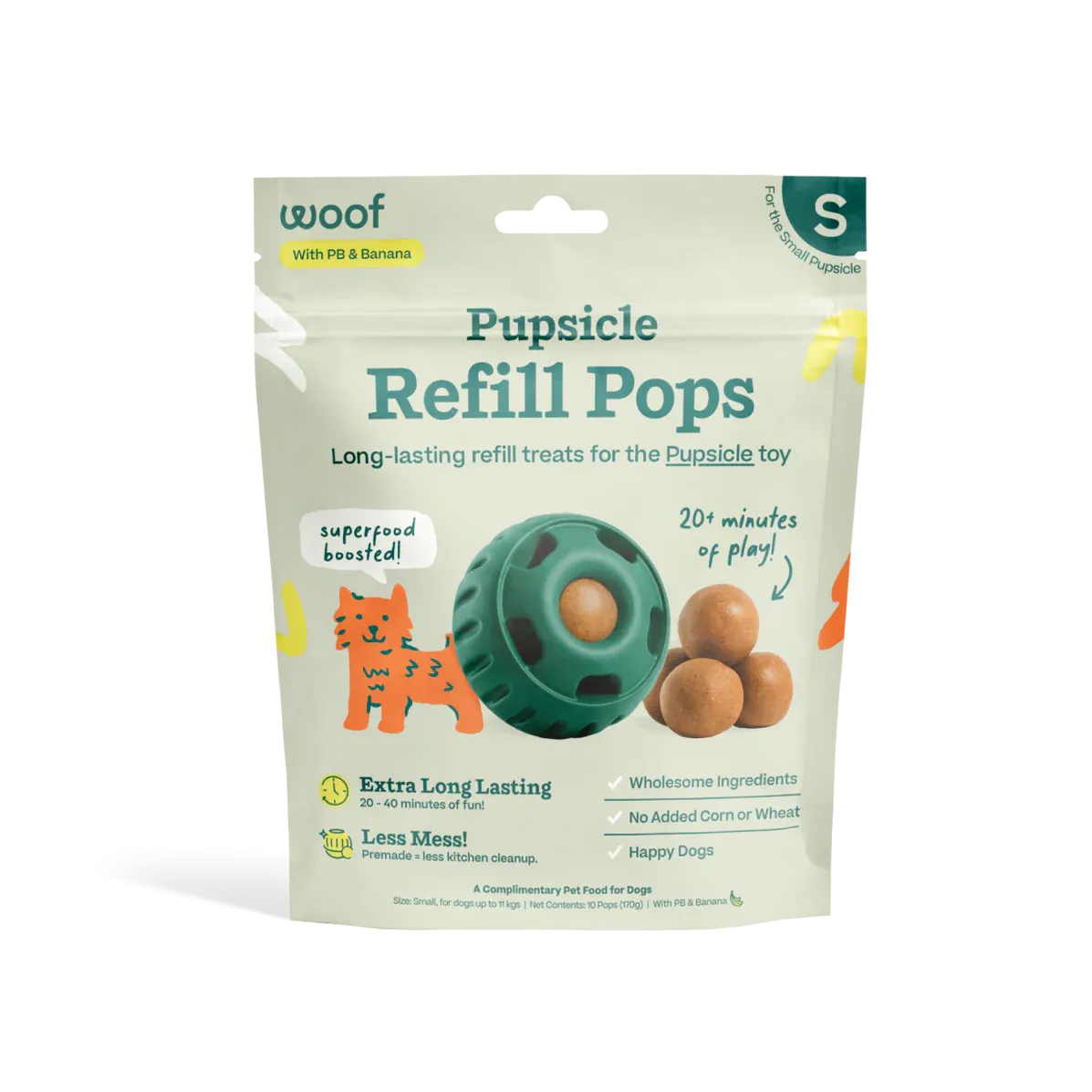 Woof Pupsicle Refill Pops Peanut &amp; Banana Small
