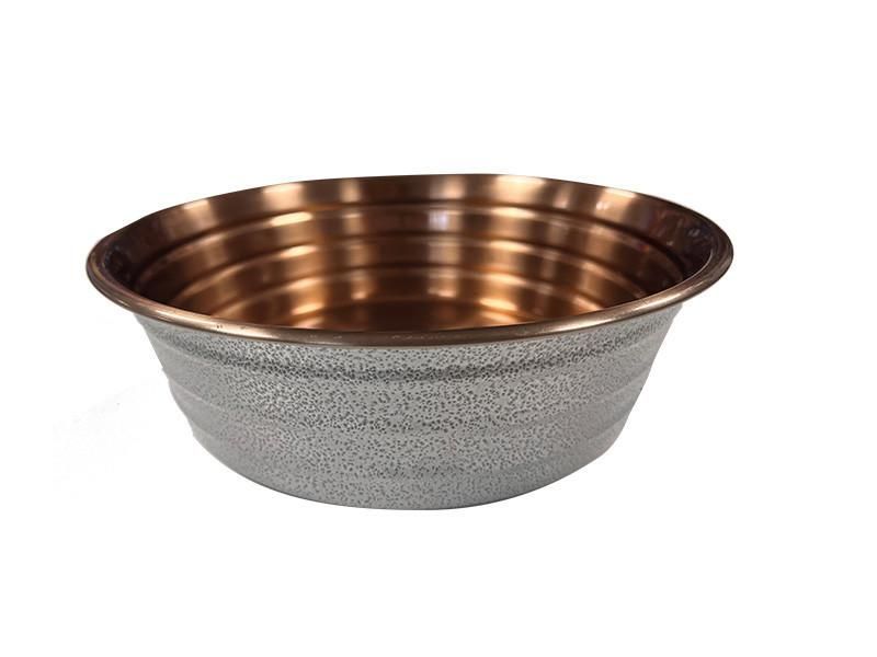 Quapas! Bowl Ribbed White/Copper 13cm