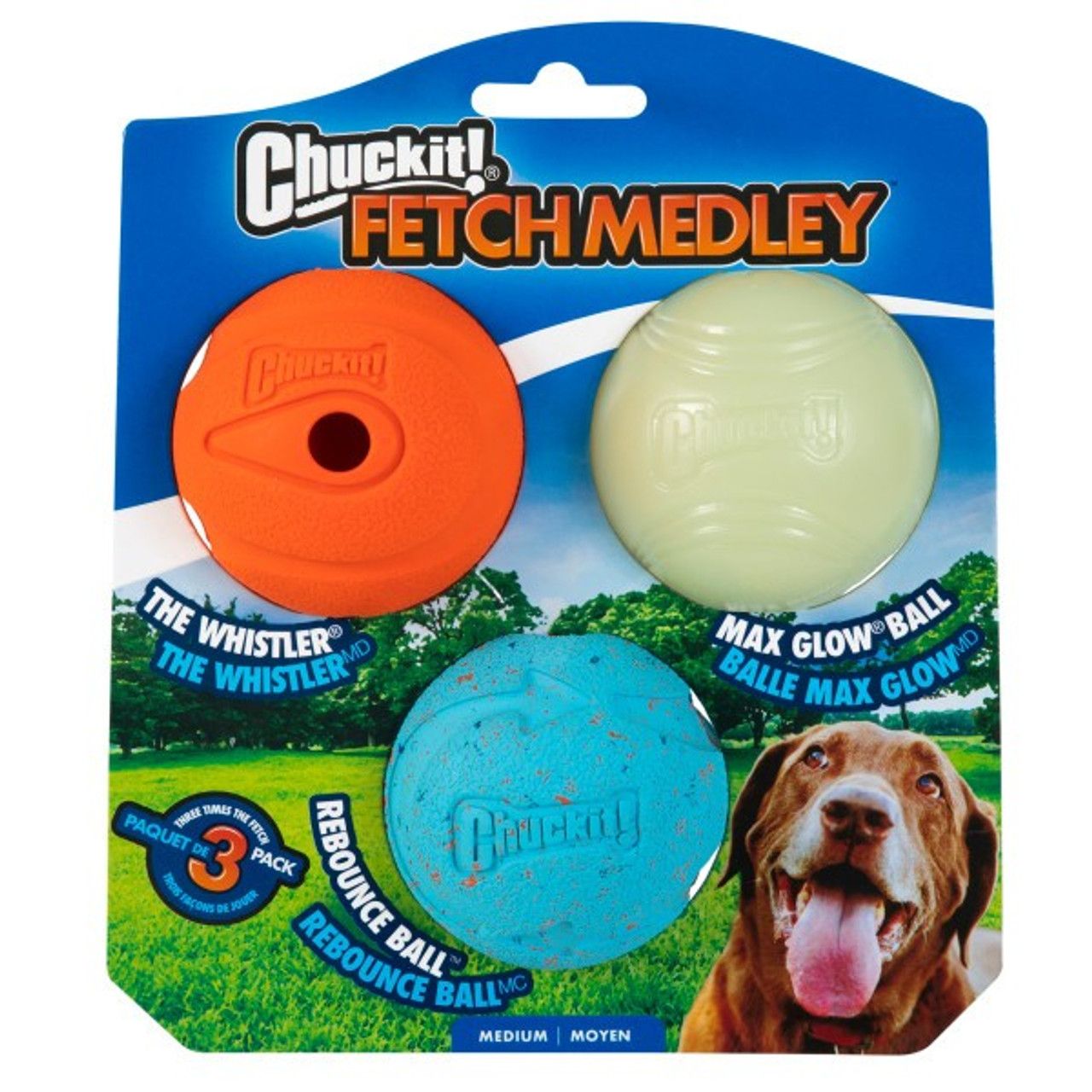 Chuckit! Fetch Medley Assorted Medium 6.5cm 3pk